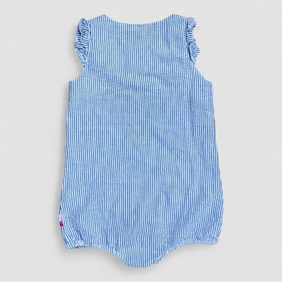 Sophie and Sam Lobster Print Seersucker Toddler Romper | 24M | Blue/White - Picture 5 of 5